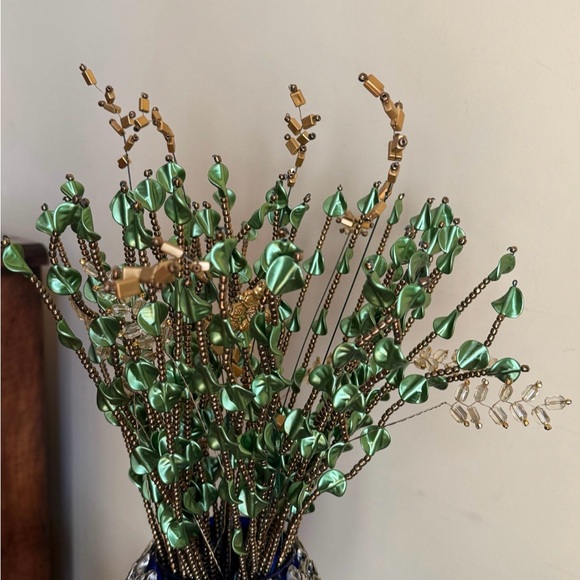 Artificial handmade flower leaf stems for vase beaded leaves floral arrangement - Picture 6 of 6